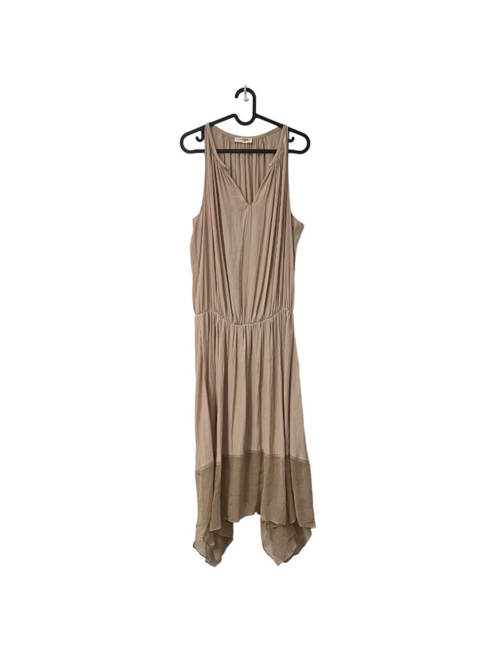 Ramy Brook Beige Silk Trim Ethereal Fairy Sleeveless Midi Dress Womens Size M